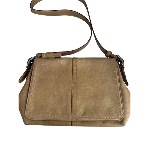 Coach Tan Leather Crossbody Bag With Adjustable Strap - Picture 1 of 16